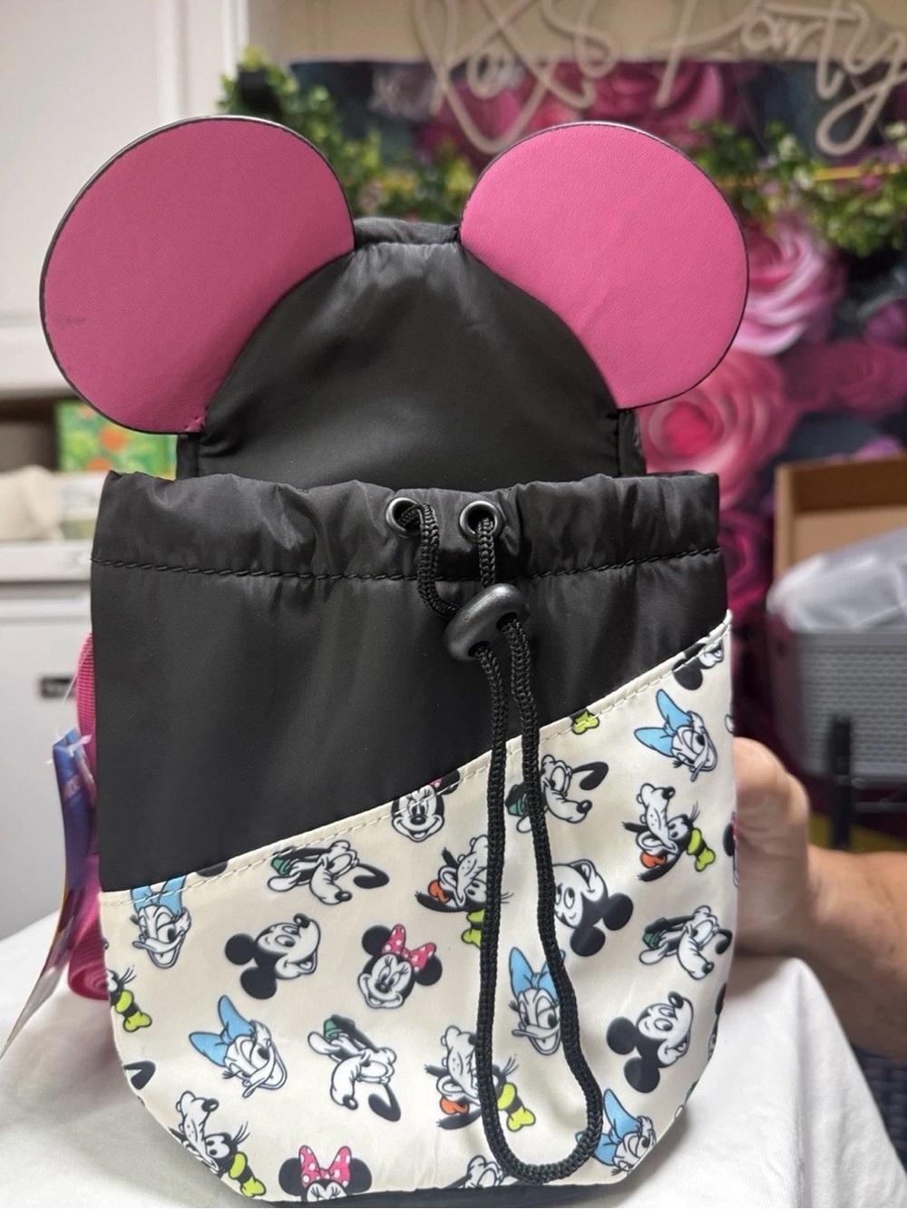 Disney Mickey Mouse Small Black crossbody/cup holder w/Iridescent Ears